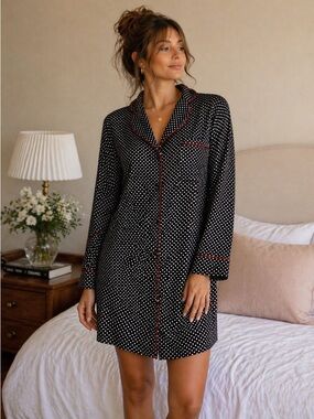 ✨ Hidden Fantasies Polka Dot Sleep Shirt – Chic & Cozy ✨